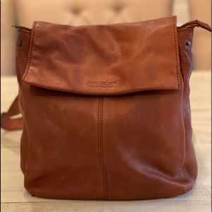 American Leather Company Leather Flap with Zipper top Backpack/Purse.